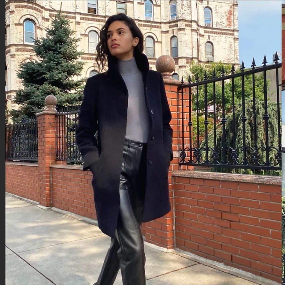 Wilfred Aritzia Black Wool Cashmere Cocoon Pea Coat with Pockets X-small